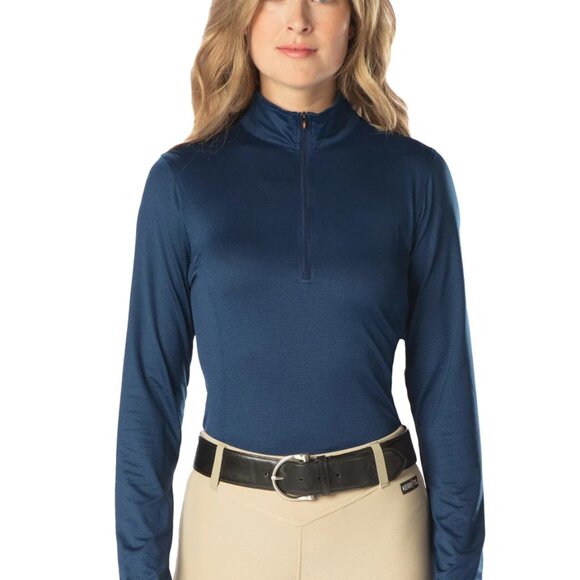 Kerrits Ladies Ice Fil Lite Long Sleeve Shirt - Navy - Picture 3 of 8